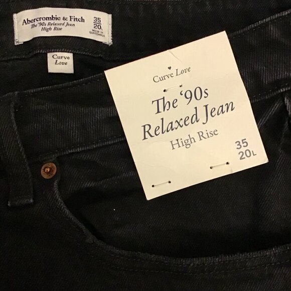 Abercrombie 20L (35L) New 90s Relaxed High Rise Curve Love Women’s Jeans Black - Picture 6 of 10